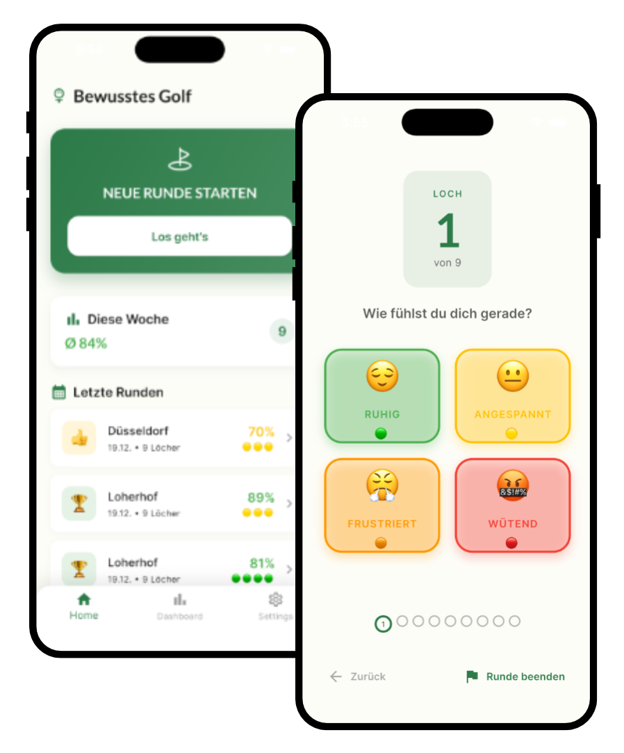 Bewusstes Golf App - Mentaler Caddie